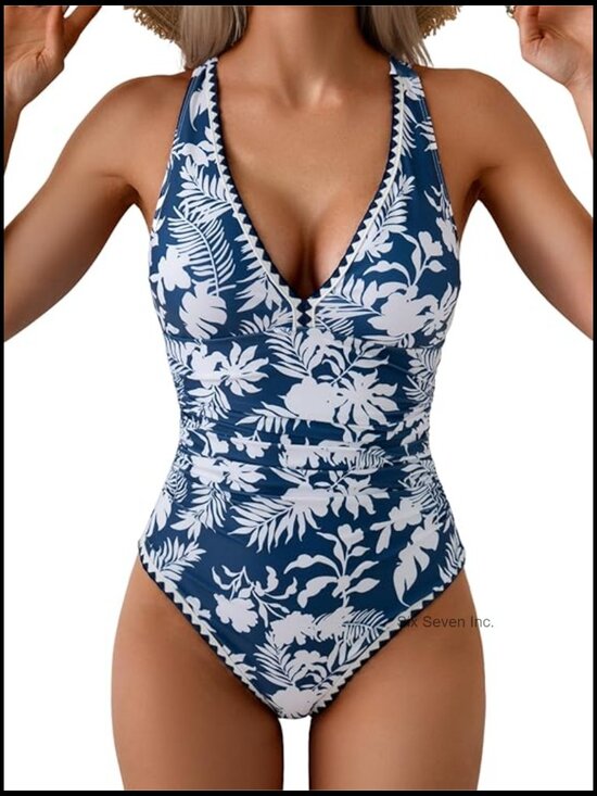 Other - Tummy Control One Piece Swimsuit Ruched Push Up Tie Back Swimwear
